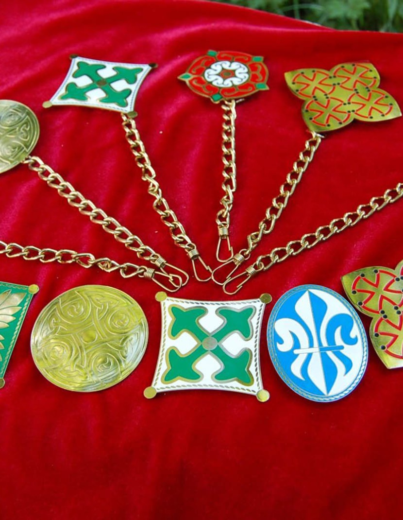 Brass fibula, decorated with enamel photo made by Steel-mastery.com