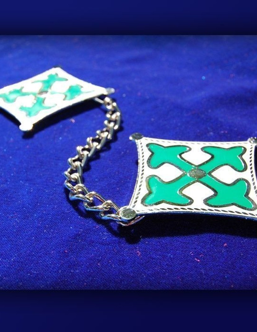 Brass fibula, decorated with enamel 4 photo made by Steel-mastery.com