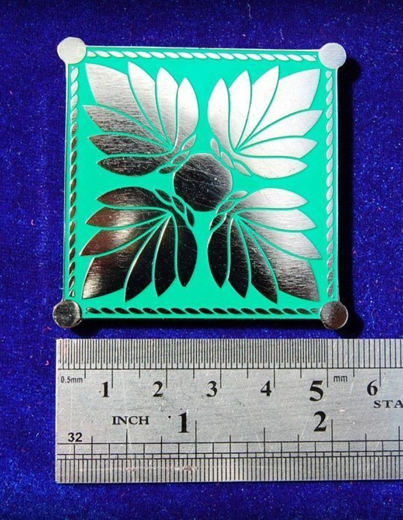 Brass fibula, decorated with enamel 5 photo made by Steel-mastery.com