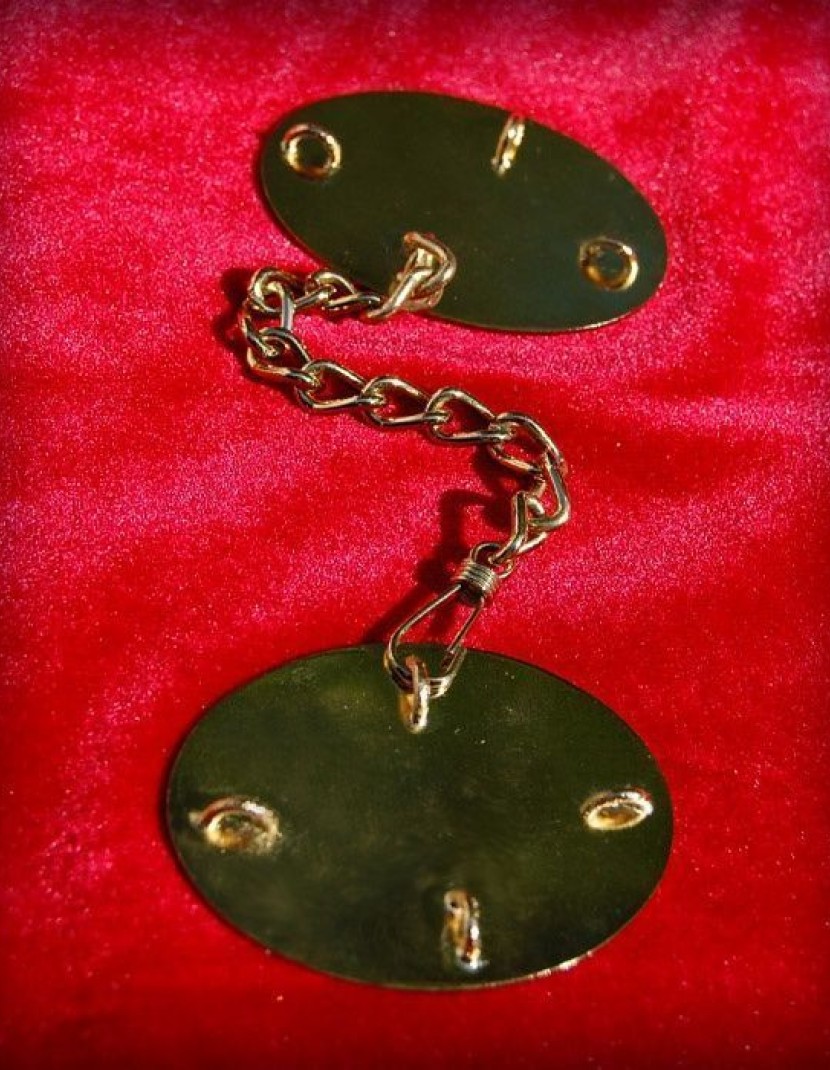 Brass fibula with etching photo made by Steel-mastery.com