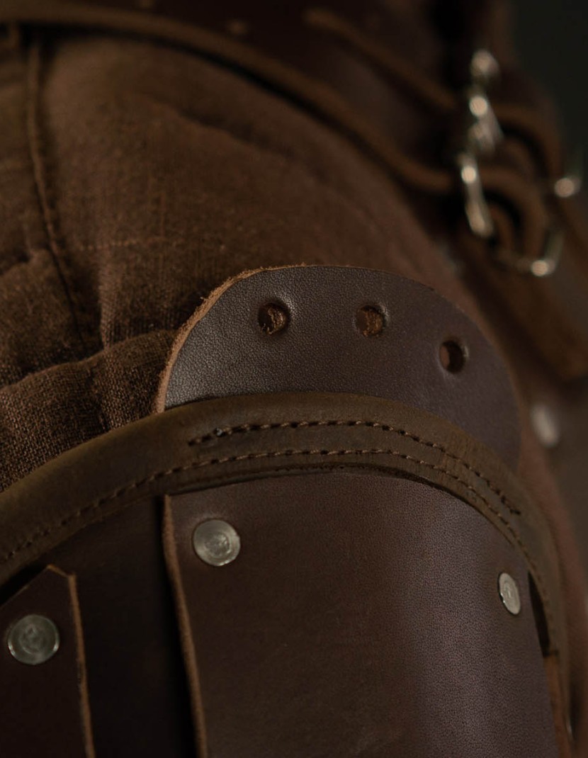 Leather brigandine protection of upper part of arm photo made by Steel-mastery.com