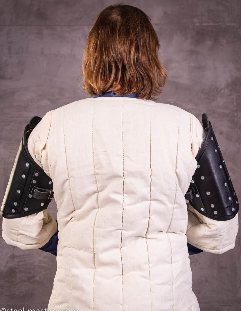 Leather brigandine protection of upper part of arm photo made by Steel-mastery.com