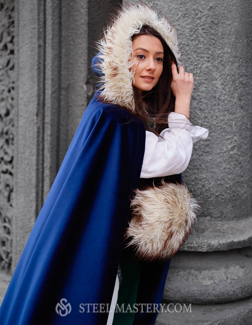 Medieval hooded cloak with fur  photo made by Steel-mastery.com