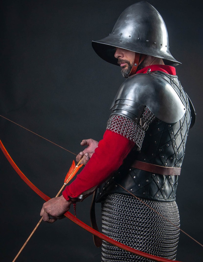 Leather vest and bracers with diamond pattern photo made by Steel-mastery.com