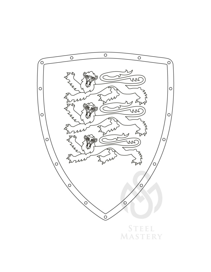 DIY Shield Coloring, Richard I the Lionheart Coat of arms, type 3 photo made by Steel-mastery.com