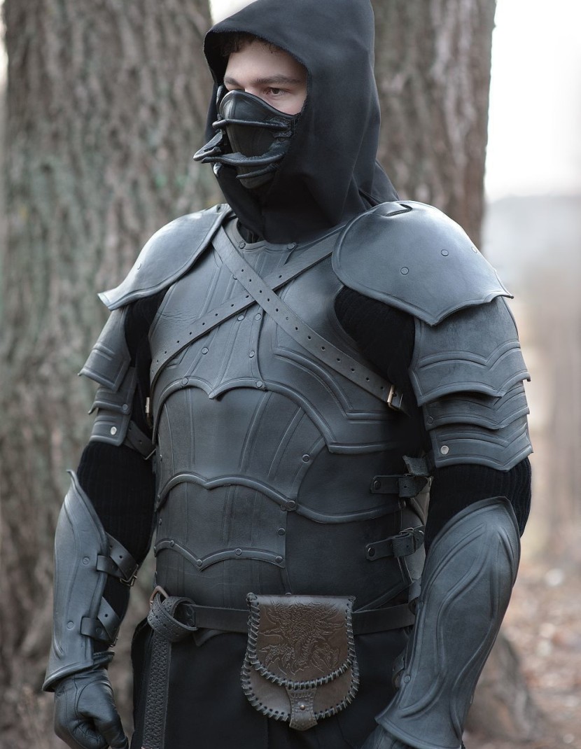 Leather spaulders, part of full LARP-armour photo made by Steel-mastery.com