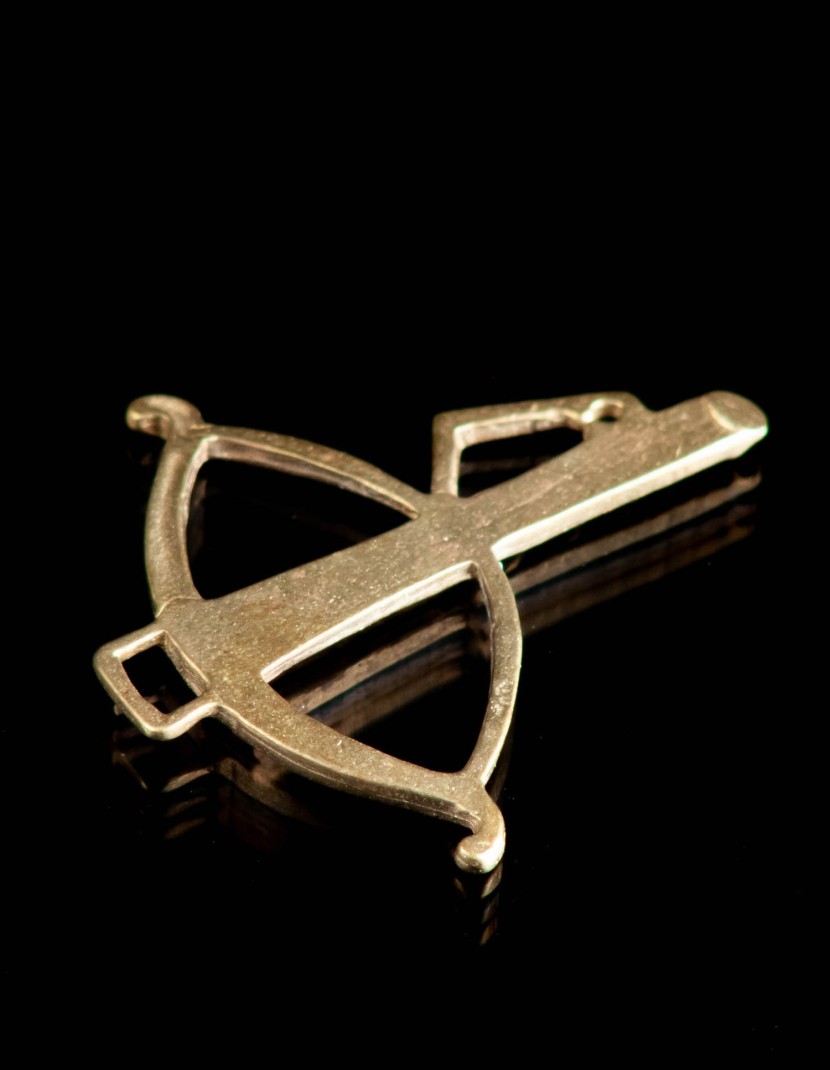 Medieval bronze badge “Crossbow”, XIV-XV centuries 1 in stock  photo made by Steel-mastery.com