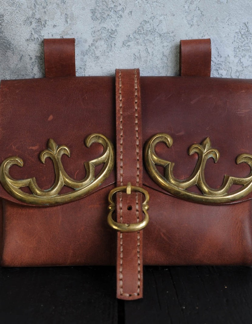 Leather bag with cast mounts photo made by Steel-mastery.com