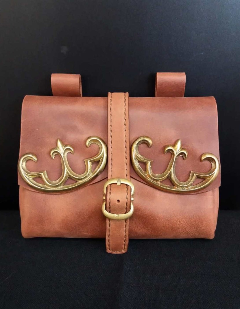 Leather bag with cast mounts photo made by Steel-mastery.com