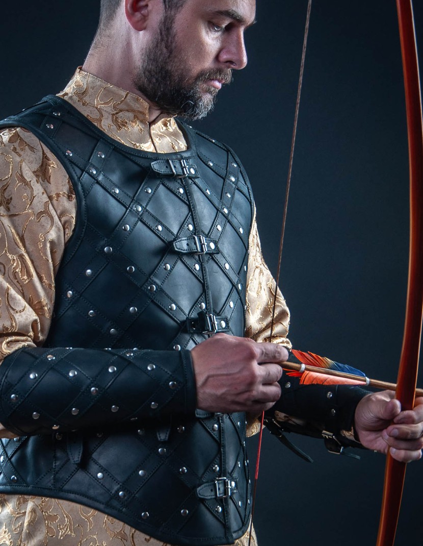 Leather bracers with diamond pattern  photo made by Steel-mastery.com