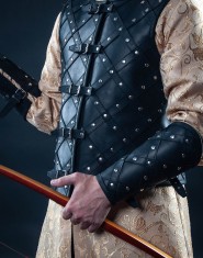 Leather bracers with diamond pattern