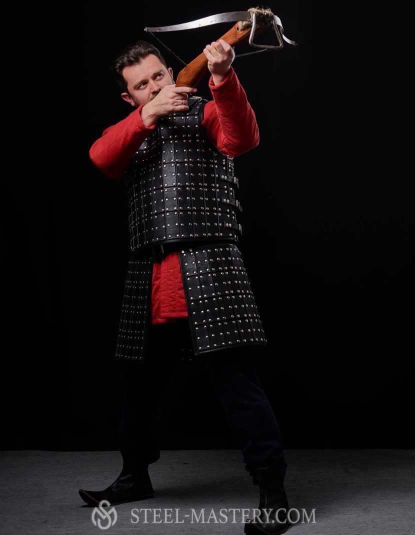 Medieval armour of leather plates photo made by Steel-mastery.com