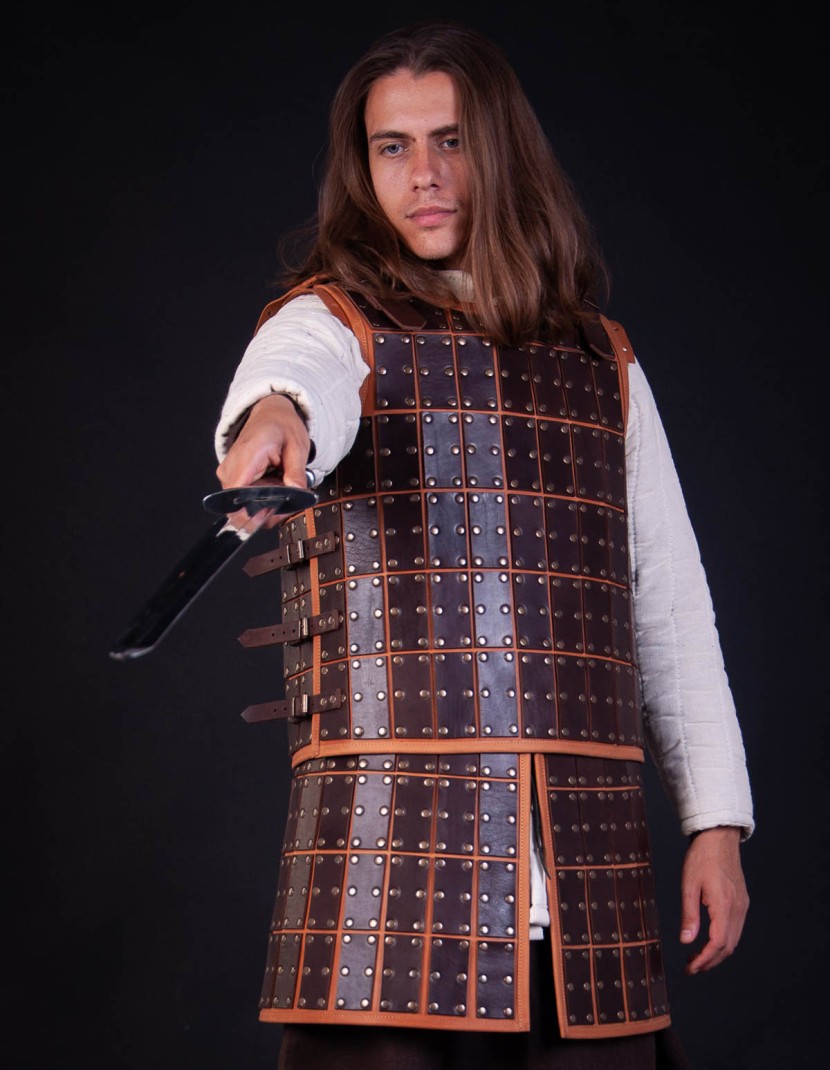 Medieval armour of leather plates photo made by Steel-mastery.com