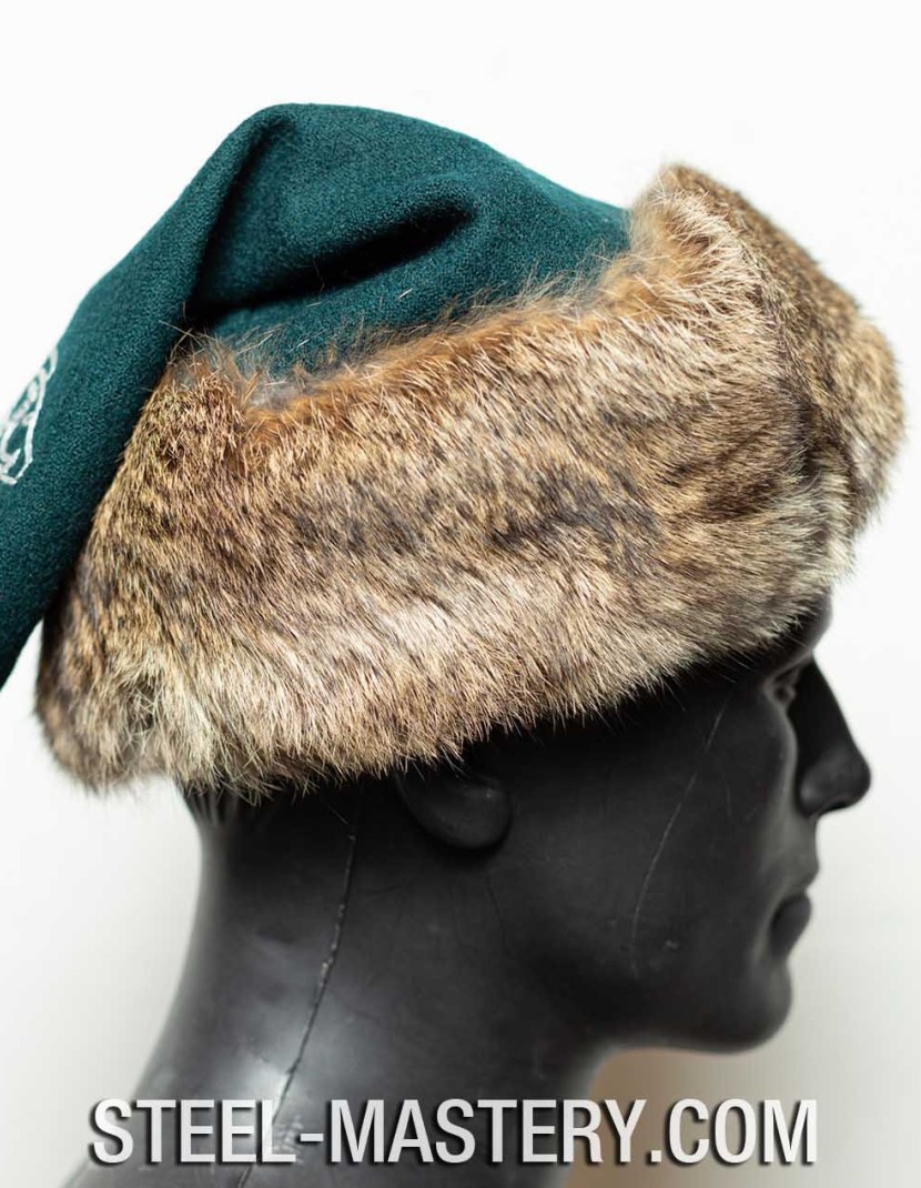 Viking hat with embroidery photo made by Steel-mastery.com