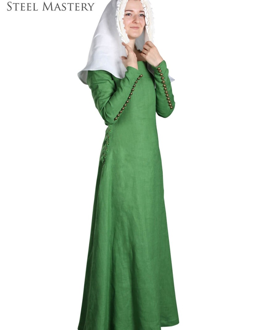 Green linen underdress of the 14th century photo made by Steel-mastery.com