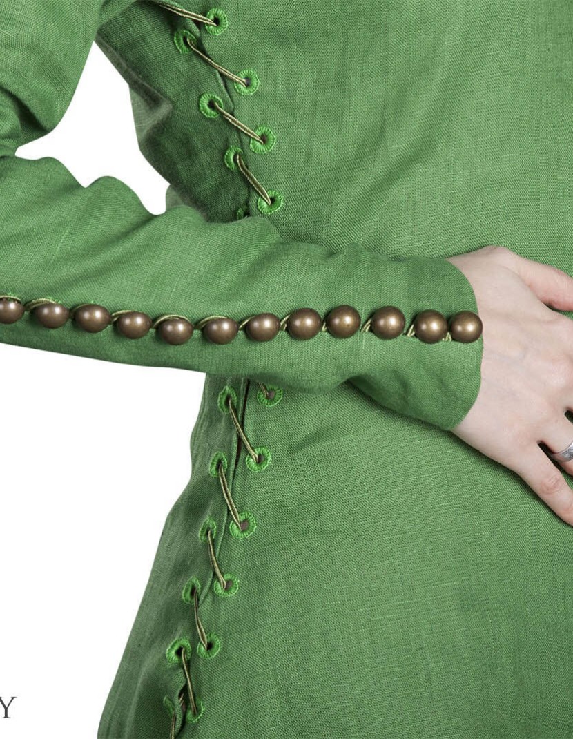 Green linen underdress of the 14th century photo made by Steel-mastery.com