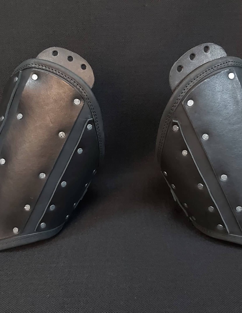 Black leather brigandine protection photo made by Steel-mastery.com