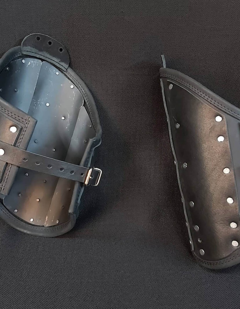 Black leather brigandine protection photo made by Steel-mastery.com