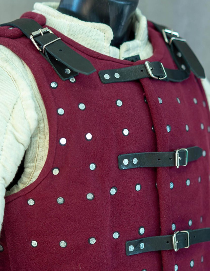 RED WINE BRIGANDINE WITH BLACK STRAPS XL photo made by Steel-mastery.com