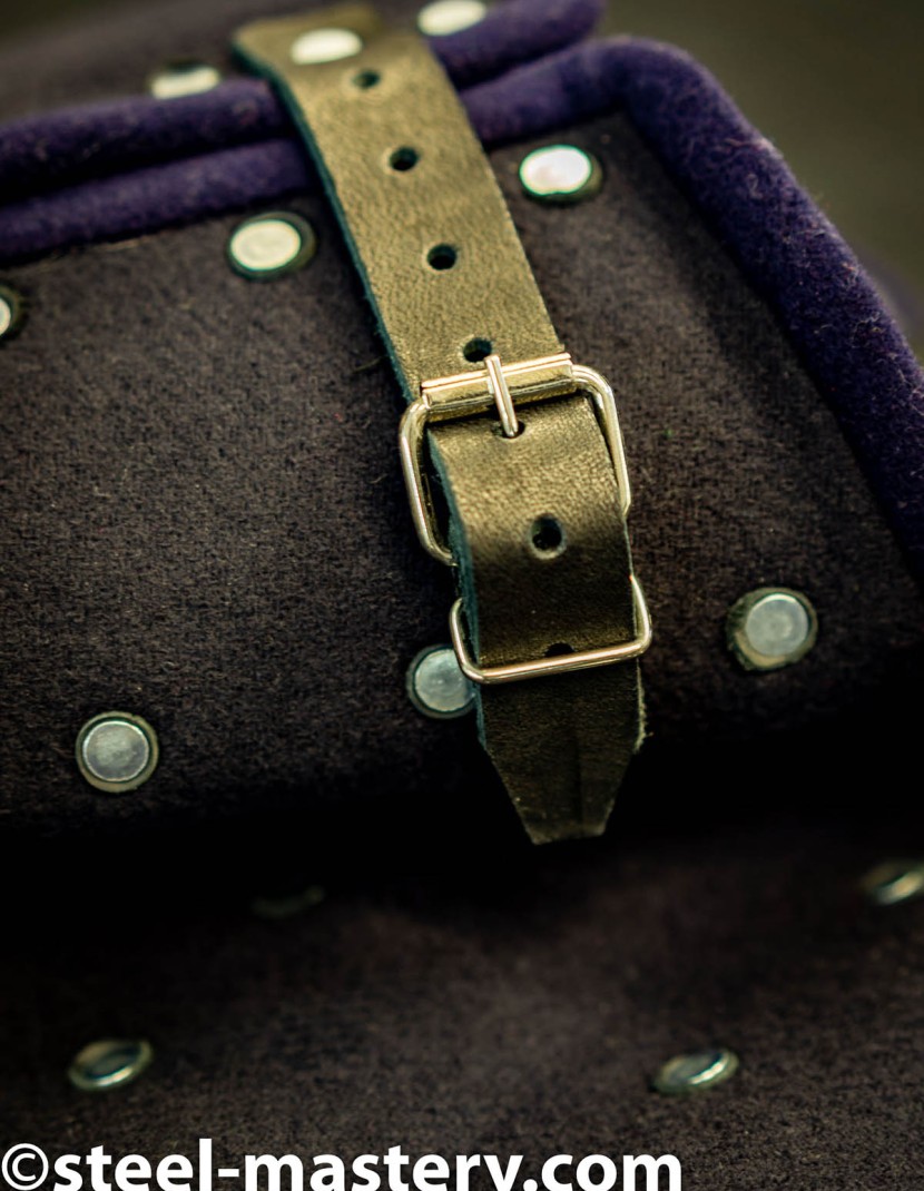 DARK BIUE WITH PURPLE WOOLEN MEDIEVAL BRACERS  photo made by Steel-mastery.com