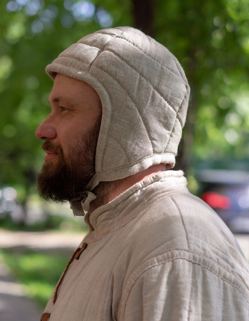 LINEN MEDIEVAL PADDED CAP  photo made by Steel-mastery.com