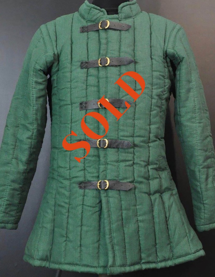Medieval gambeson, green linen photo made by Steel-mastery.com