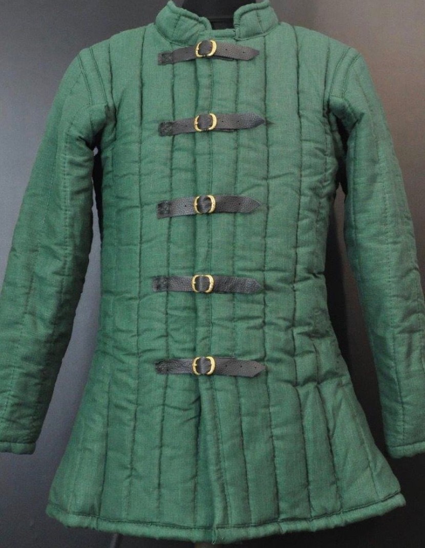 Medieval gambeson, green linen photo made by Steel-mastery.com