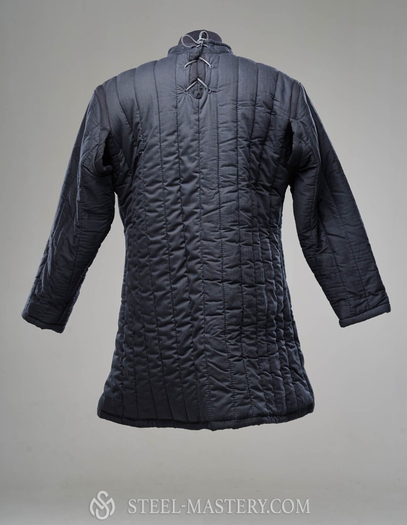 Black gambeson front closed  photo made by Steel-mastery.com