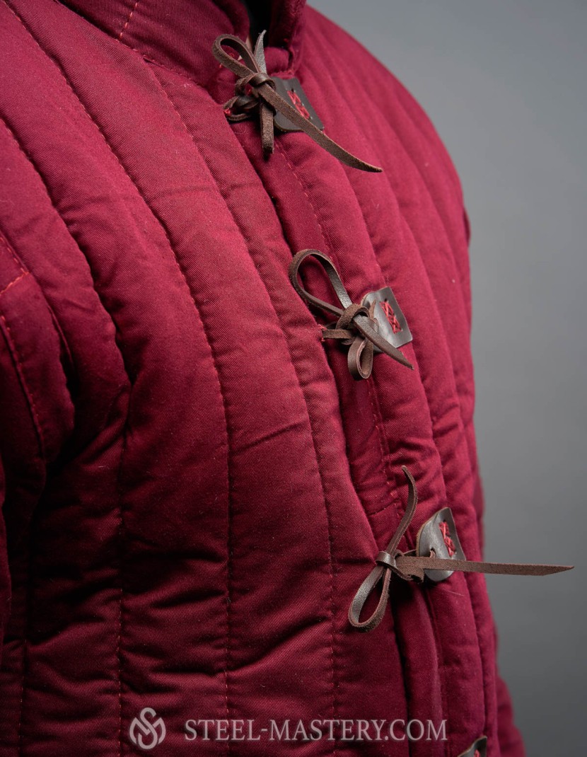 Wine-red cotton gambeson  photo made by Steel-mastery.com