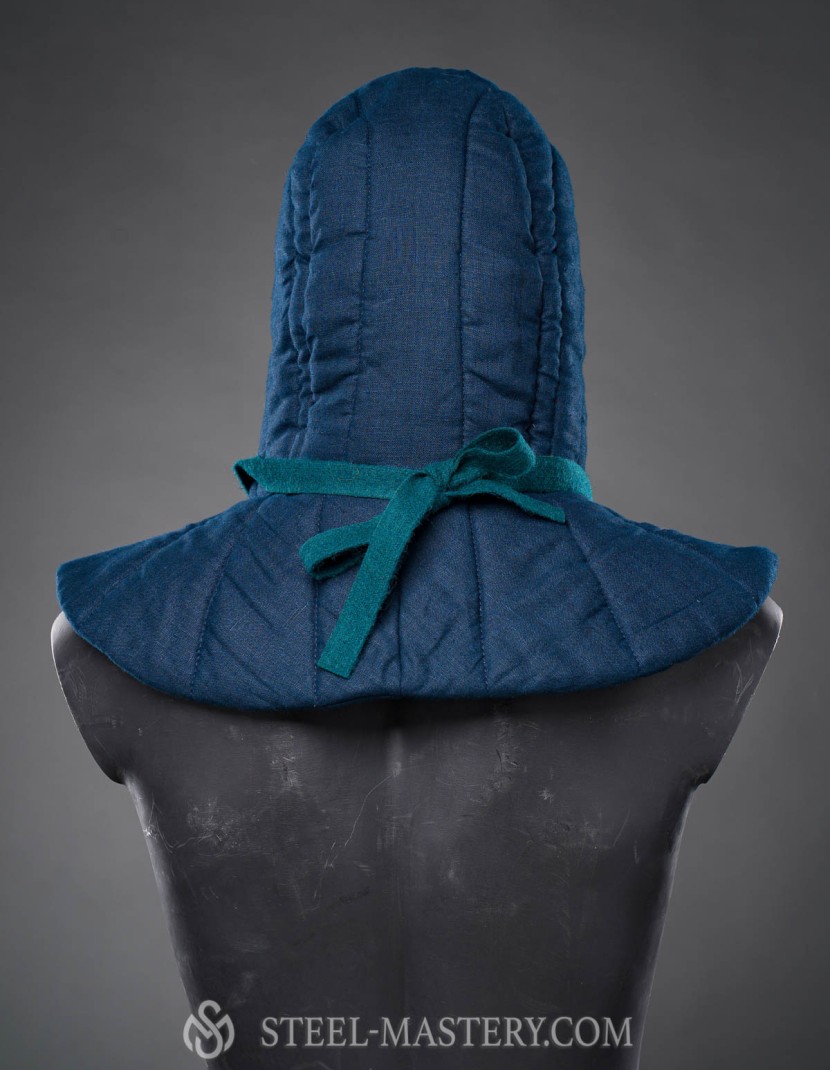 Dark-blue medieval coif  photo made by Steel-mastery.com