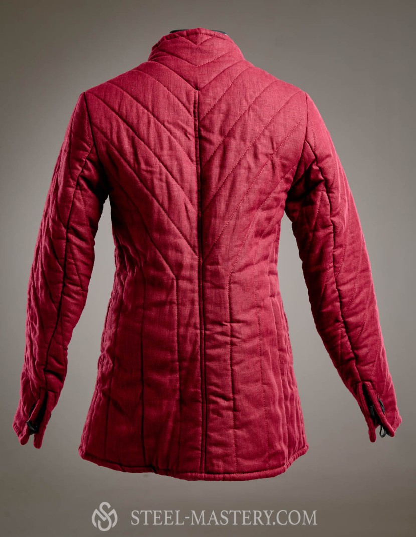 Tradinional wine-color linen gambeson  photo made by Steel-mastery.com