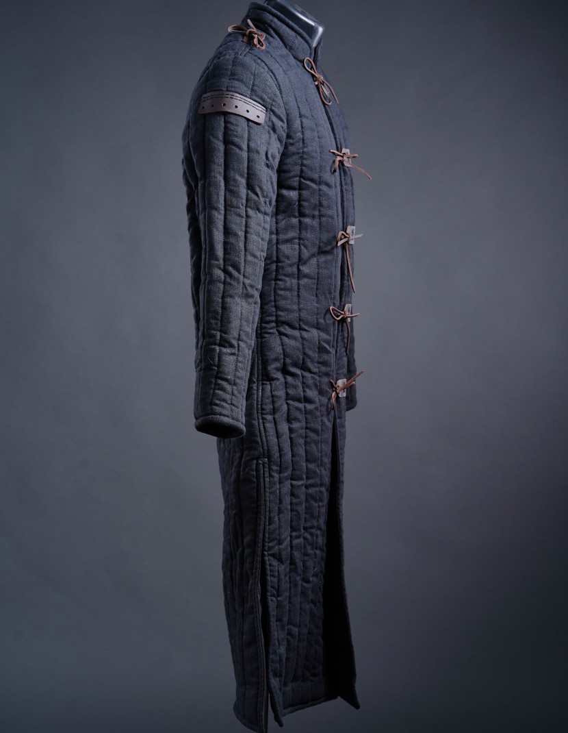 Black linen long gambeson  photo made by Steel-mastery.com