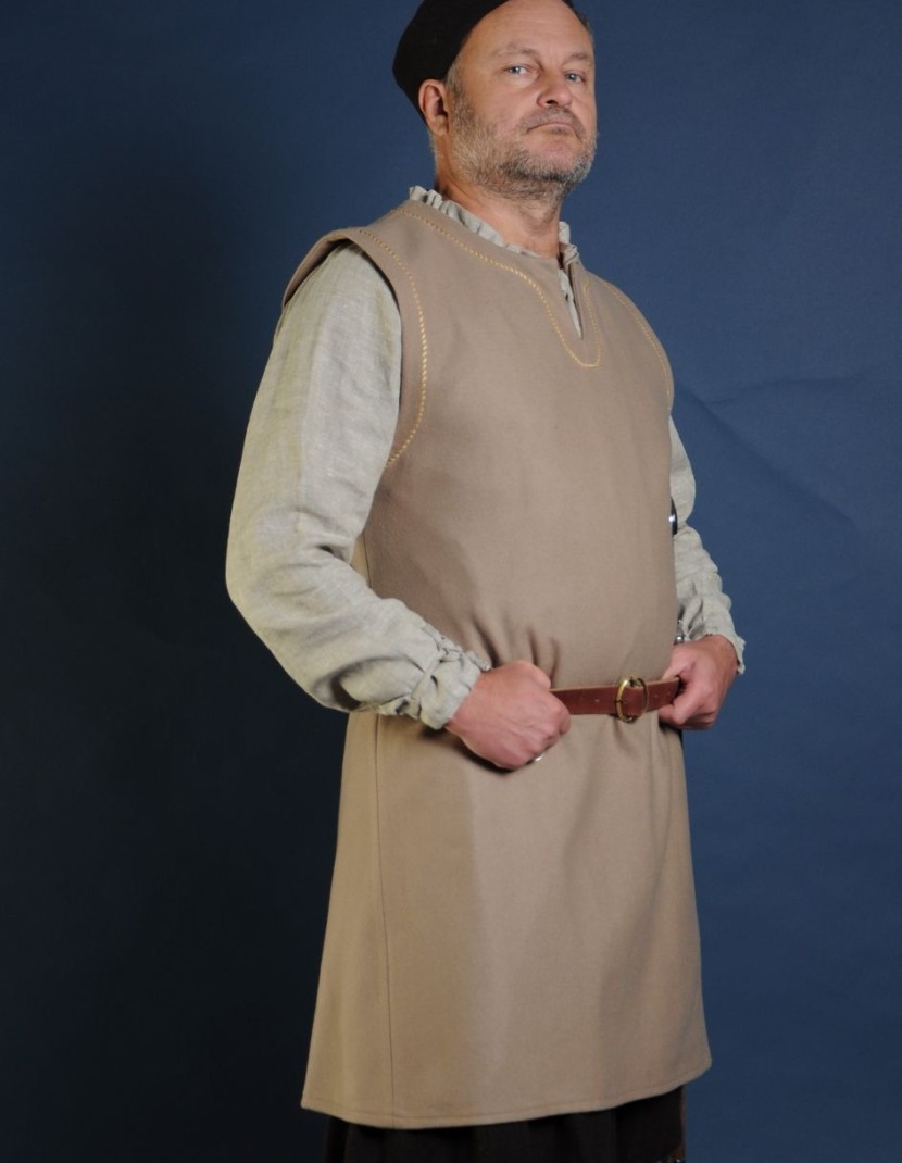 Woolen beige medieval tunic of IX-XII centuries photo made by Steel-mastery.com