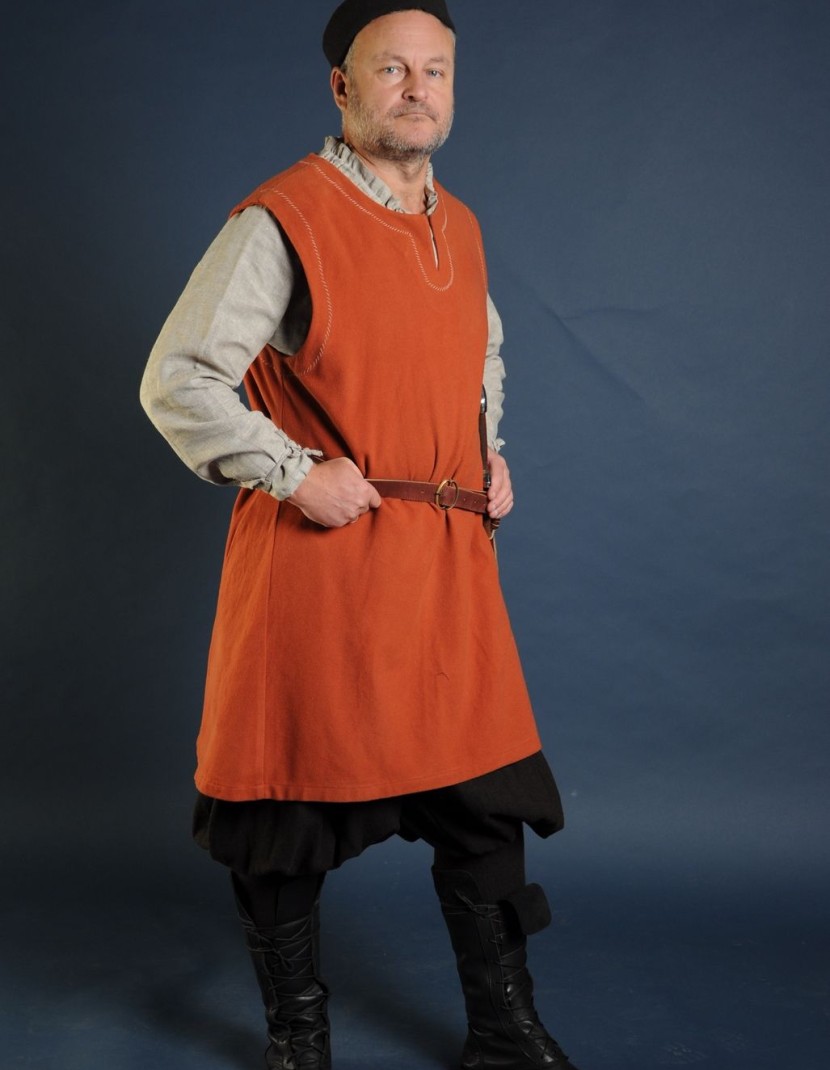 Woolen orange medieval tunic of IX-XII centuries   photo made by Steel-mastery.com