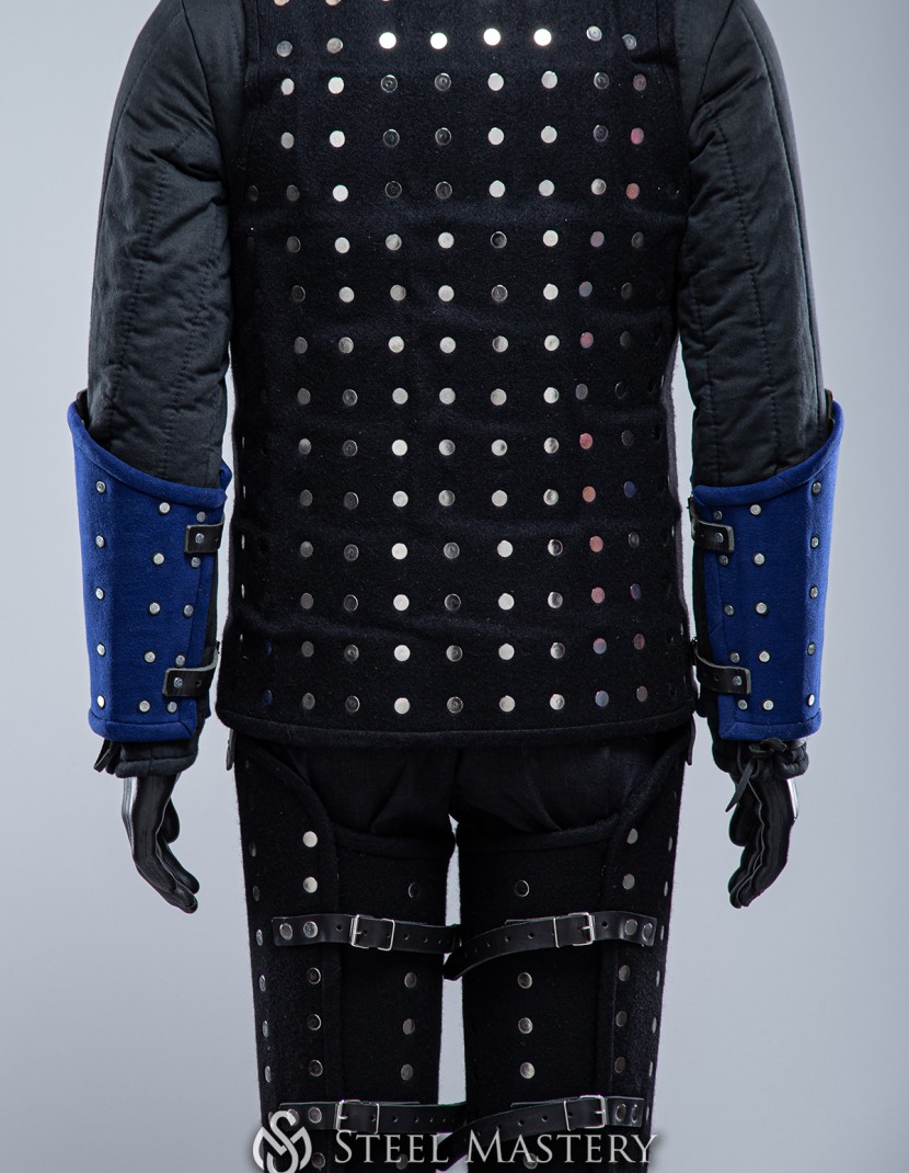 BLUE WOOLEN MEDIEVAL BRACERS S SIZE IN STOCK photo made by Steel-mastery.com