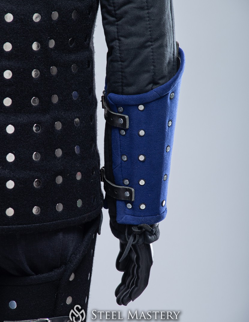 BLUE WOOLEN MEDIEVAL BRACERS S SIZE IN STOCK photo made by Steel-mastery.com