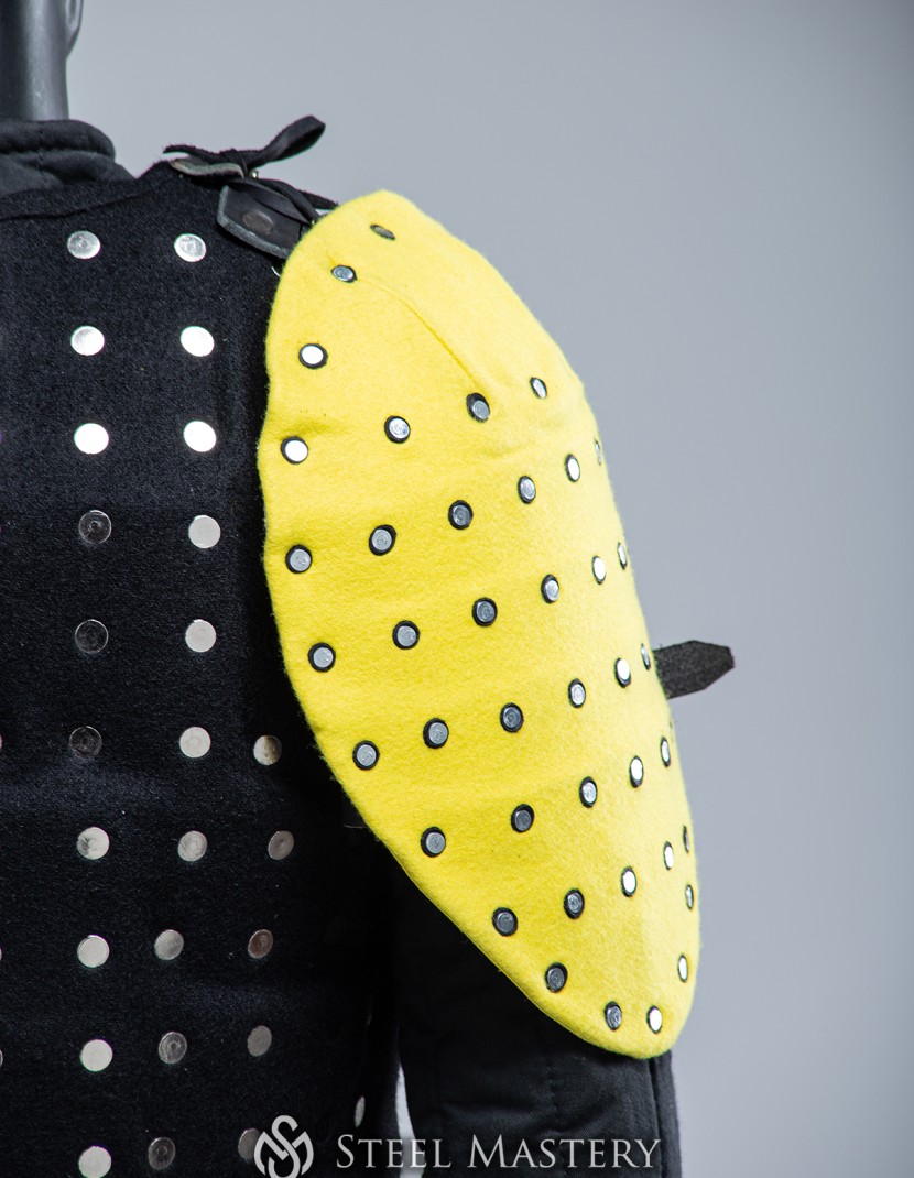 YELLOW COVERED SEGMENTED SPAULDERS XL SIZE IN STOCK photo made by Steel-mastery.com
