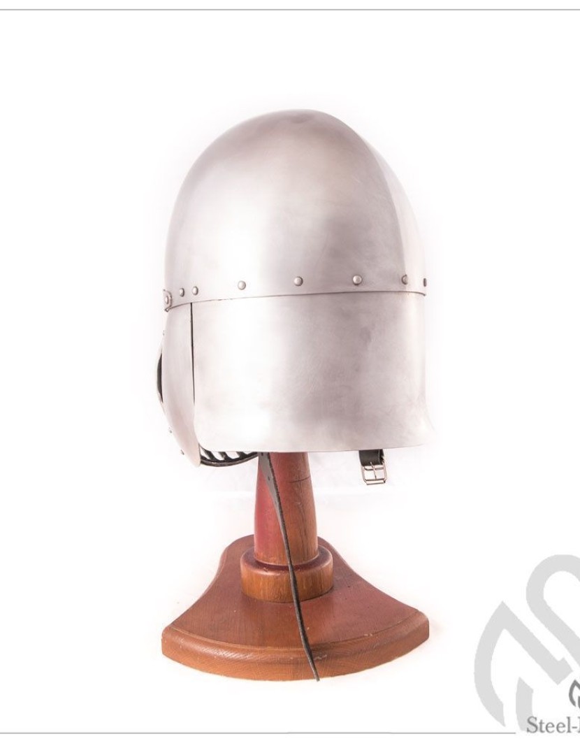 Phrygian helm with bar grid and full neck protection photo made by Steel-mastery.com