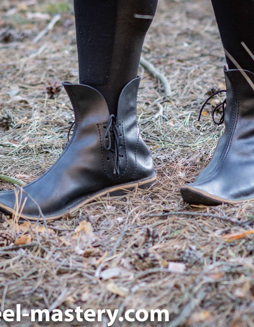Poulaine medieval style boots, black  photo made by Steel-mastery.com