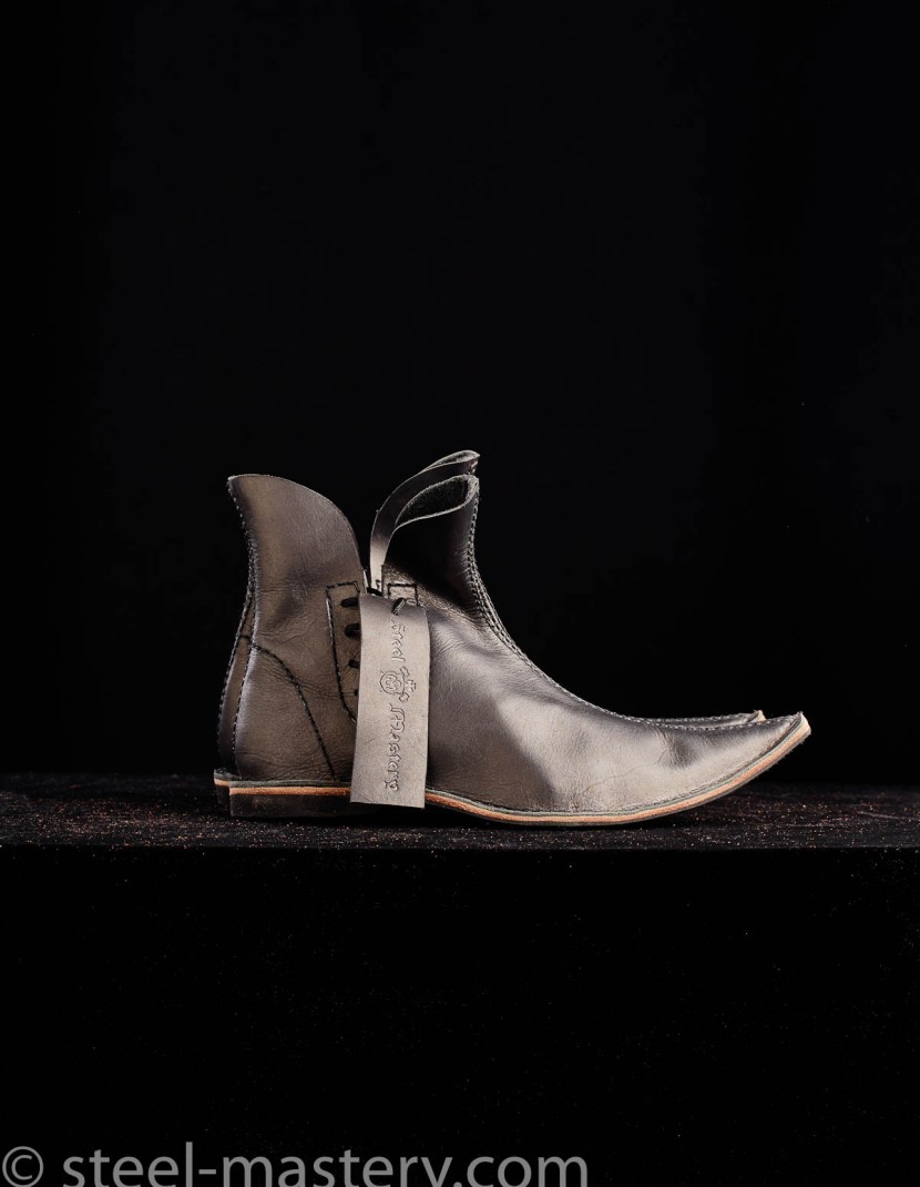 Poulaine medieval style boots, black  photo made by Steel-mastery.com