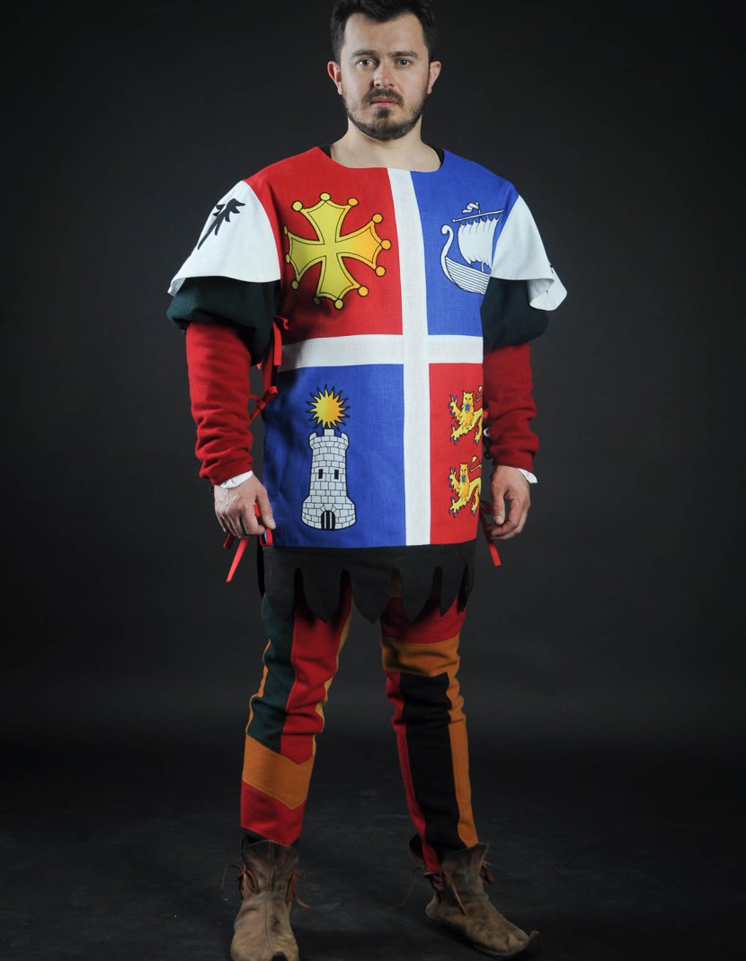 Quarter colored tabard with boat, tower and lions photo made by Steel-mastery.com